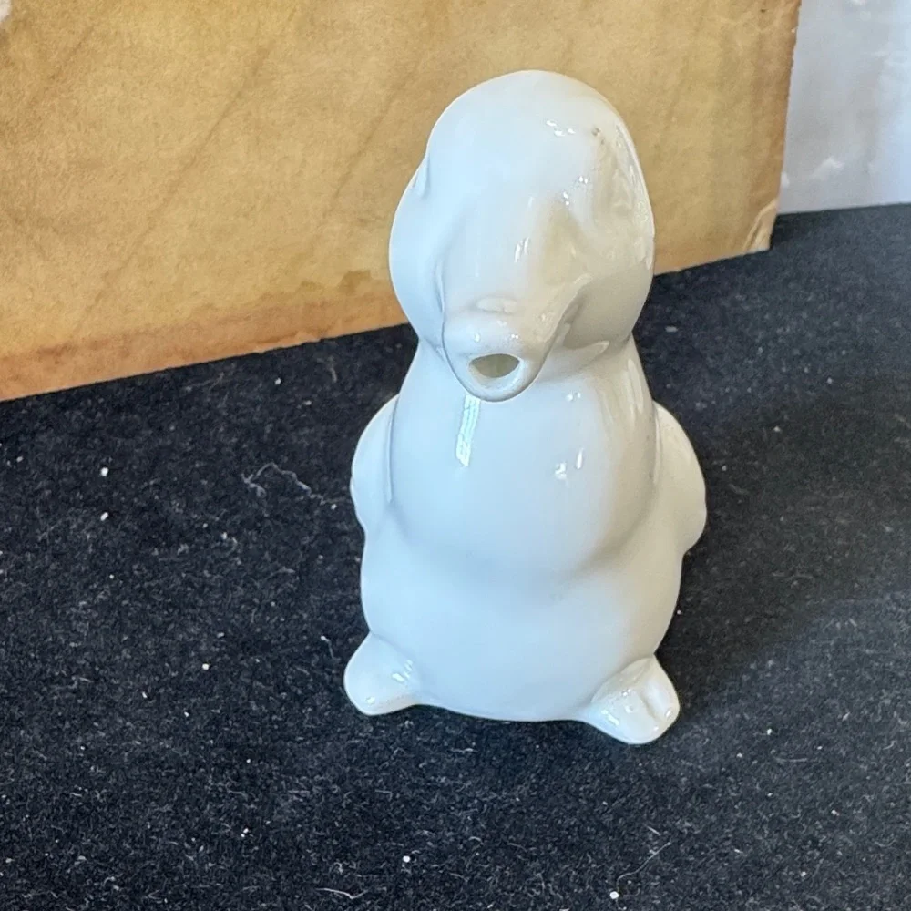 Set of small White Ceramic Animal Figurines creamer Duck and Cow